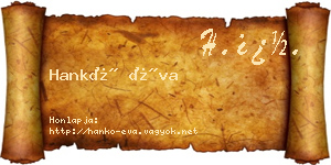 Hankó Éva névjegykártya